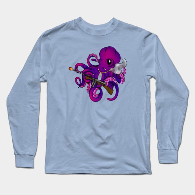 Gangster octopus Long Sleeve T-Shirt by PinkAlienCreations